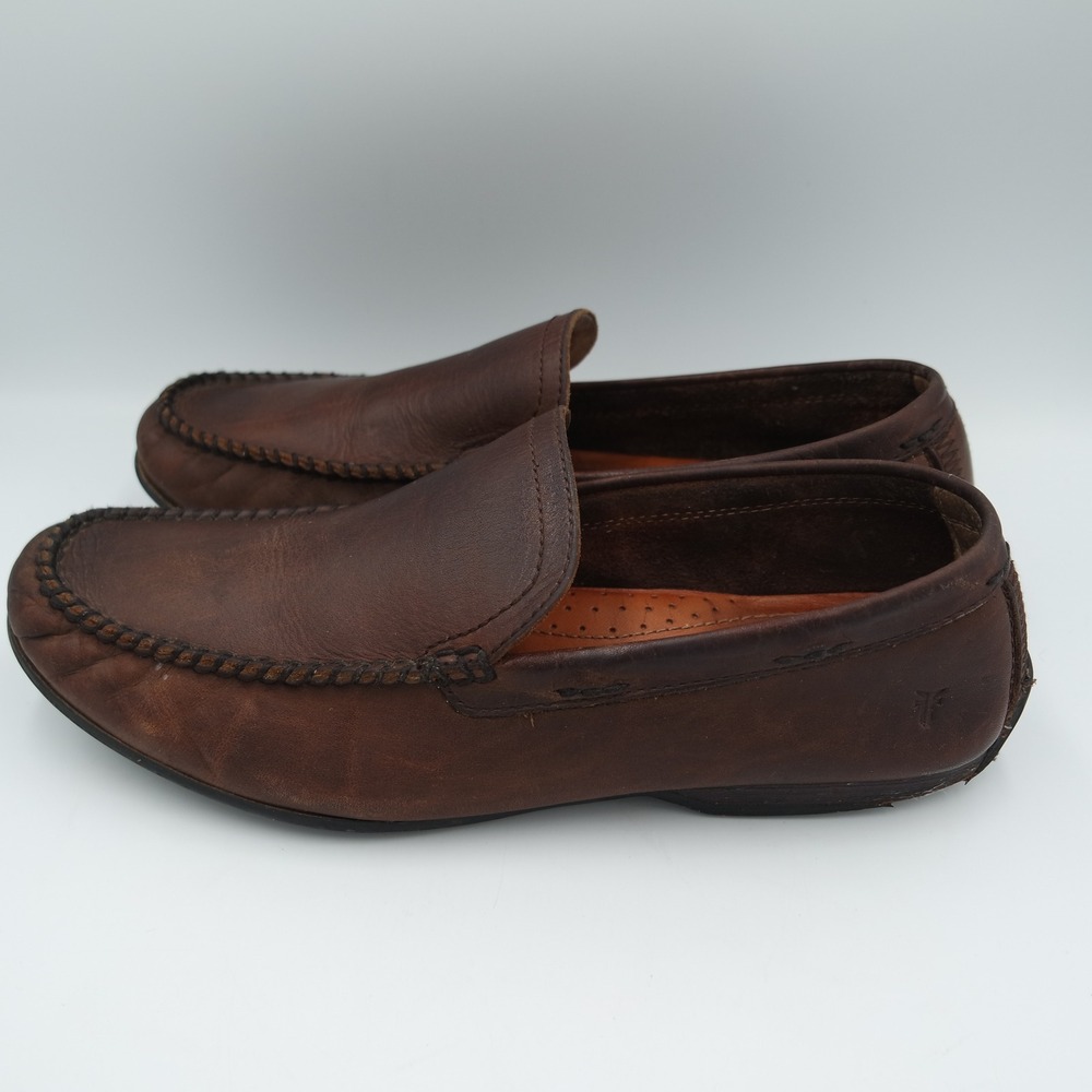 Frye Lewis Venetian Mens Brown Leather Moc Slip On Loafers Driving Shoes Size 10